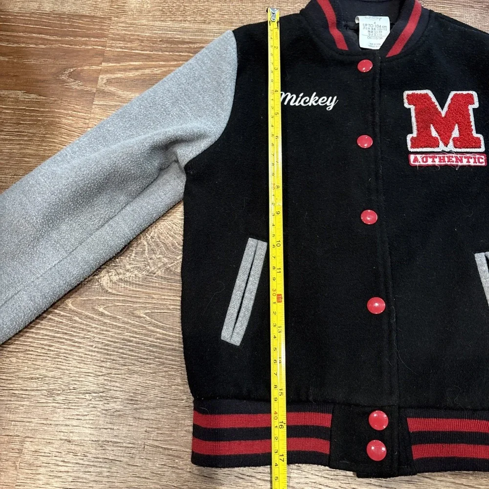 Disney Store Mickey Mouse Varsity Letterman Jacket Black Red outerwear Kids  4